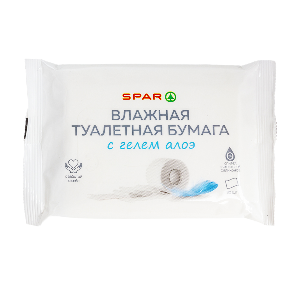 Изображение товара Туалетная бумага SPAR Влажная 30 шт с гелем алое вера