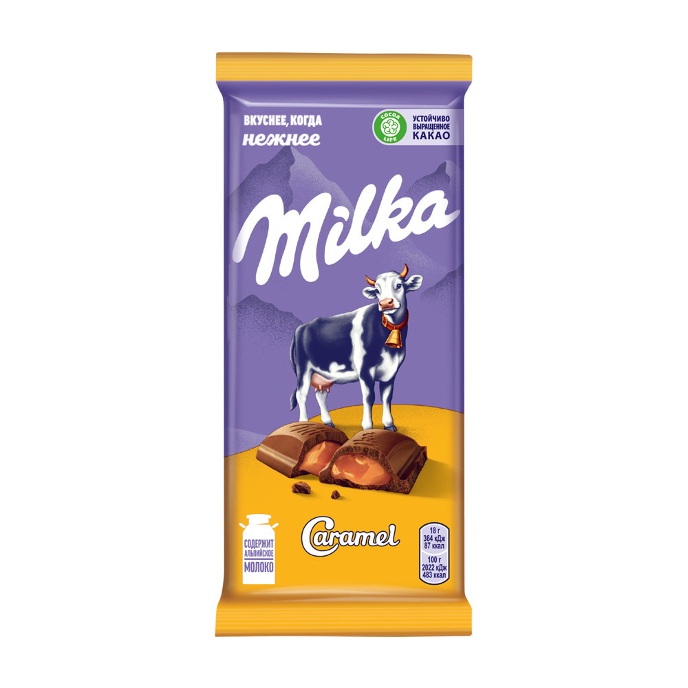 Купить шоколад milka карамель 90г с доставкой на дом в магазине SPAR