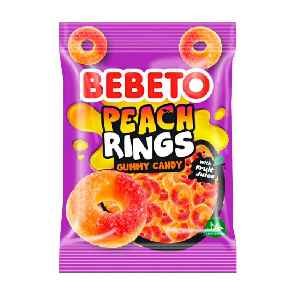 Изображение товара Мармелад Жевательный Bebeto Персиковые Колечки 80г