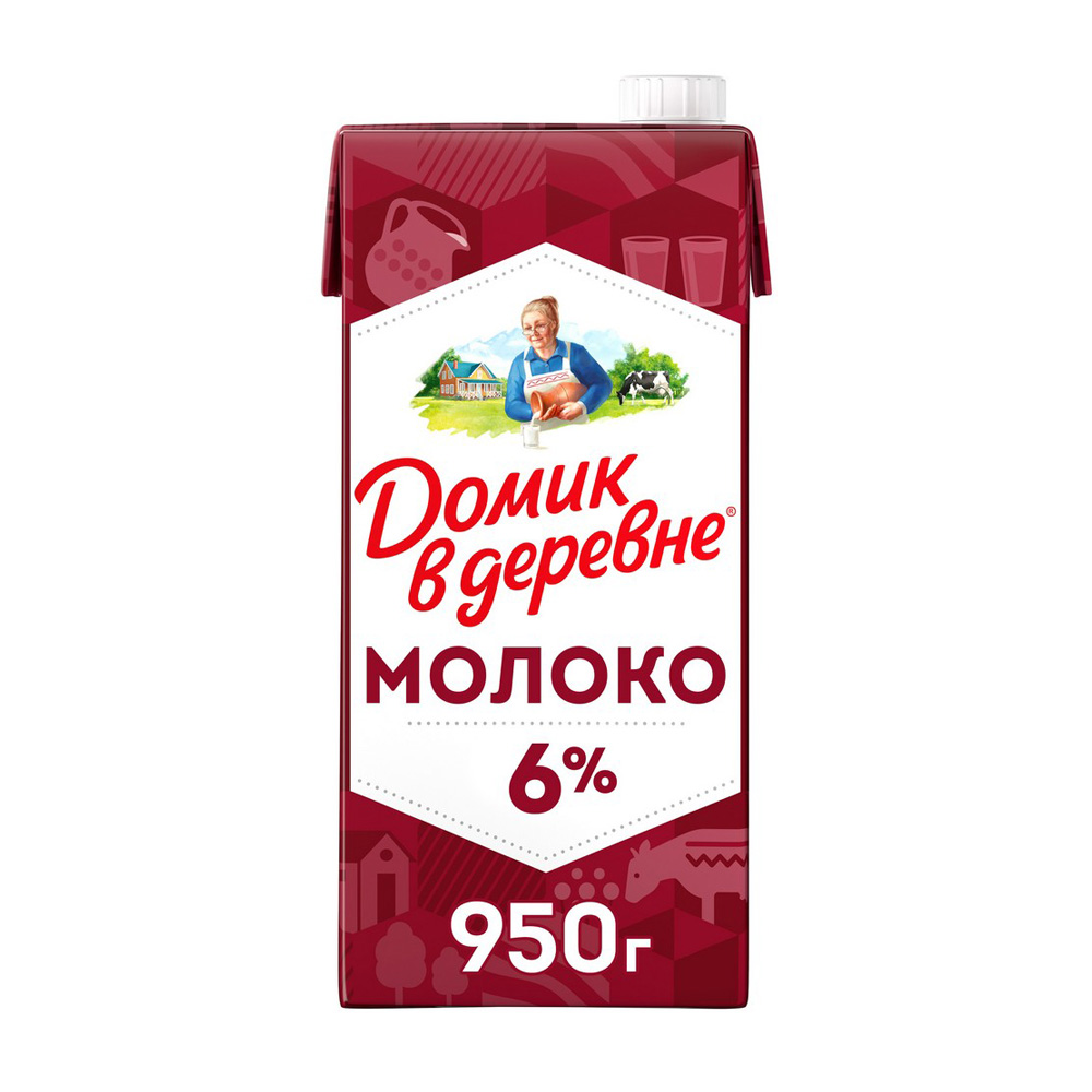 Изображение товара Молоко Домик в Деревне Ультрапастеризованное 6% 950г