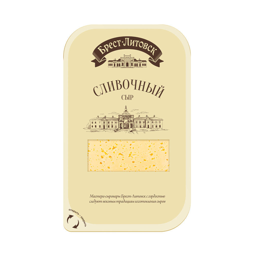Купить сыр брест-литовск сливочный нарезка 50% 150г с доставкой на дом ...