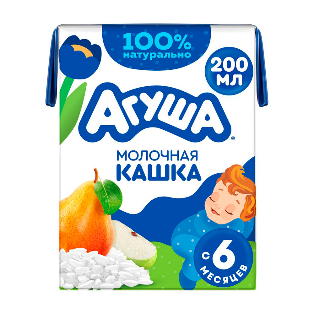 Изображение товара Кашка Агуша Молочная Рис Яблоко Груша 200мл