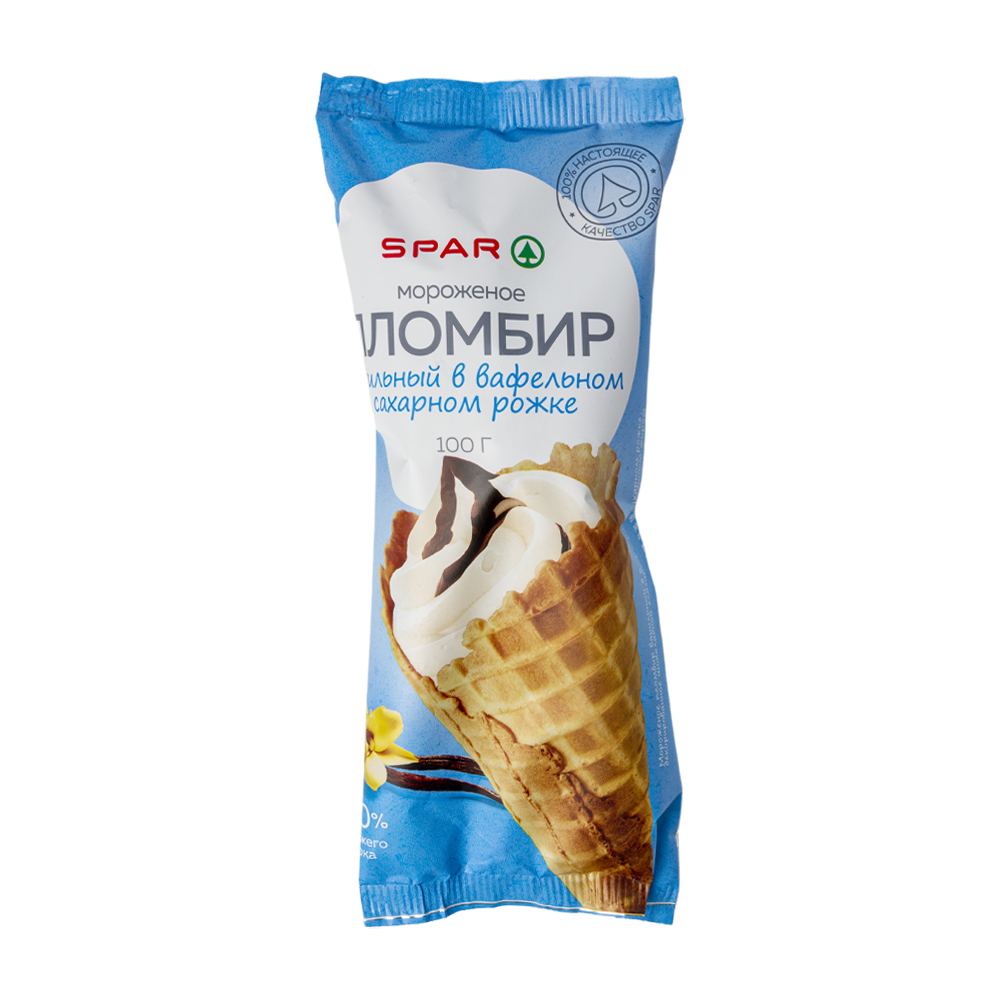 Купить мороженое пломбир spar в вафельном рожке 15% 100г с доставкой на дом  в магазине SPAR