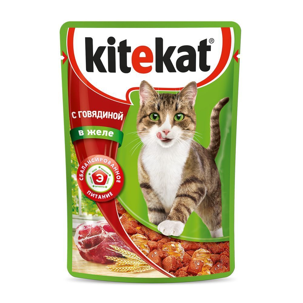 Изображение товара Корм Влажный для Кошек Kitekat Сочная Говядина в Желе 85г