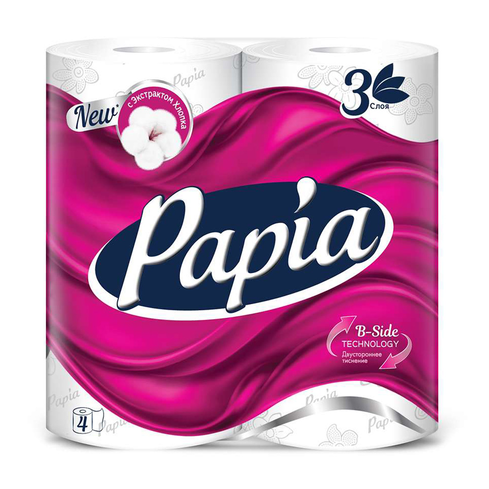 Изображение товара Бумага Туалетная Papia Белая 3 Слоя 4 Рулона