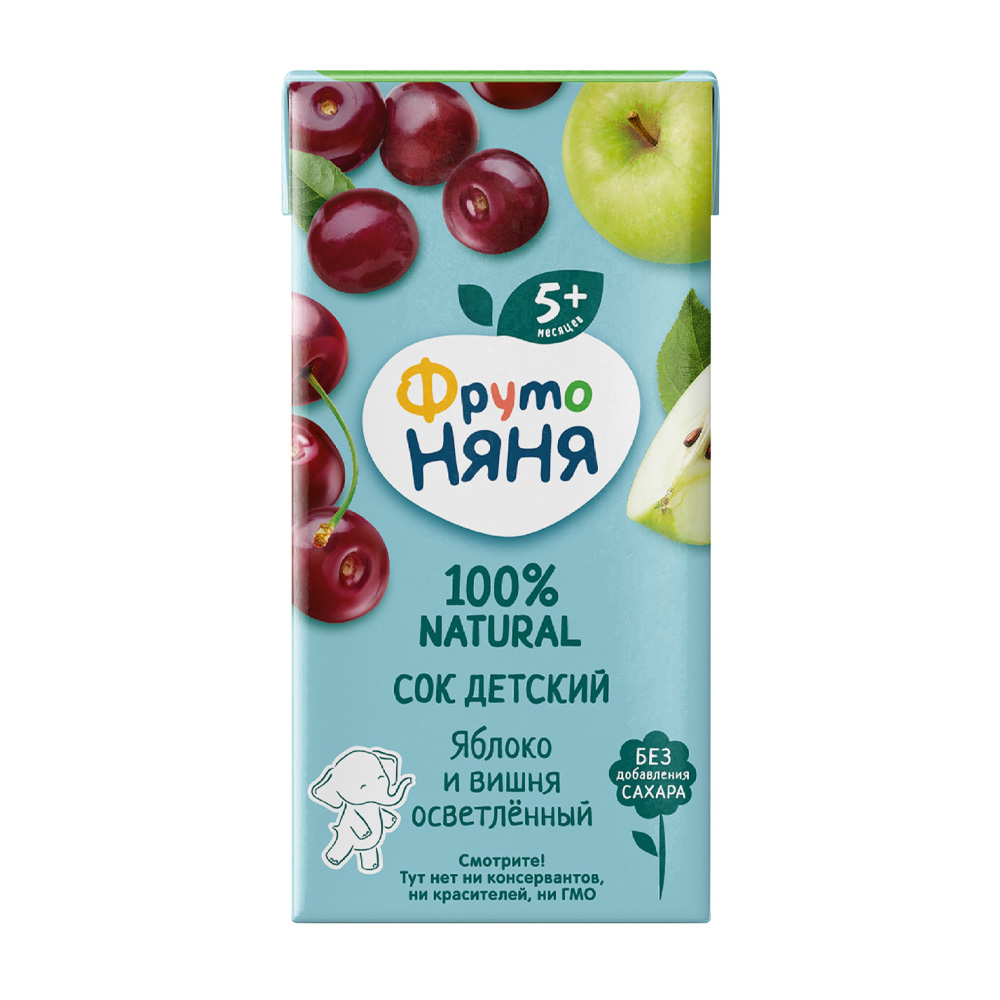 Изображение товара Сок ФрутоНяня Яблоко Вишня Осветленный 200мл