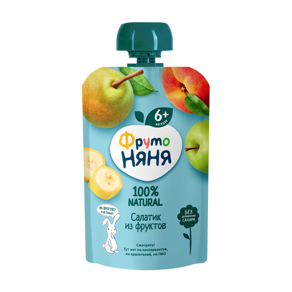Изображение товара Пюре ФрутоНяня Салатик из Фруктов 90г дой-пак