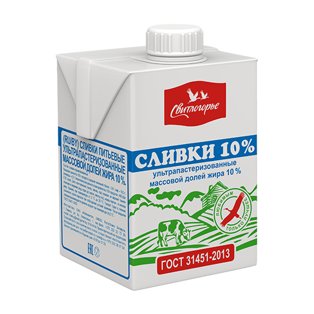 Купить сливки ультрапастеризованные свитлогорье 10% 500г с доставкой на ...