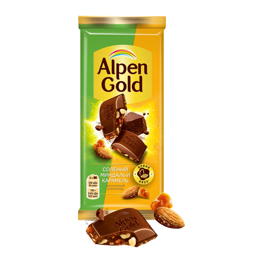 Изображение товара Alpen Gold Молочный со вкусом солёного миндаля и карамели 80 г