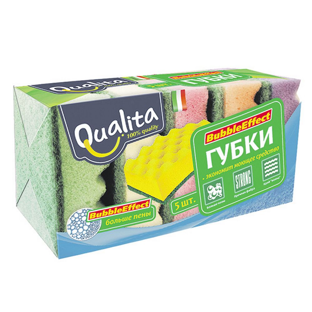 Купить губки для посуды qualita bubble effect 5шт с доставкой на дом в ...