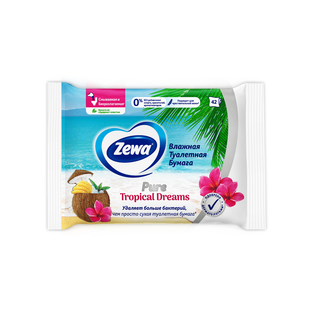 Изображение товара Туалетная Бумага Влажная Zewa Pure 40шт