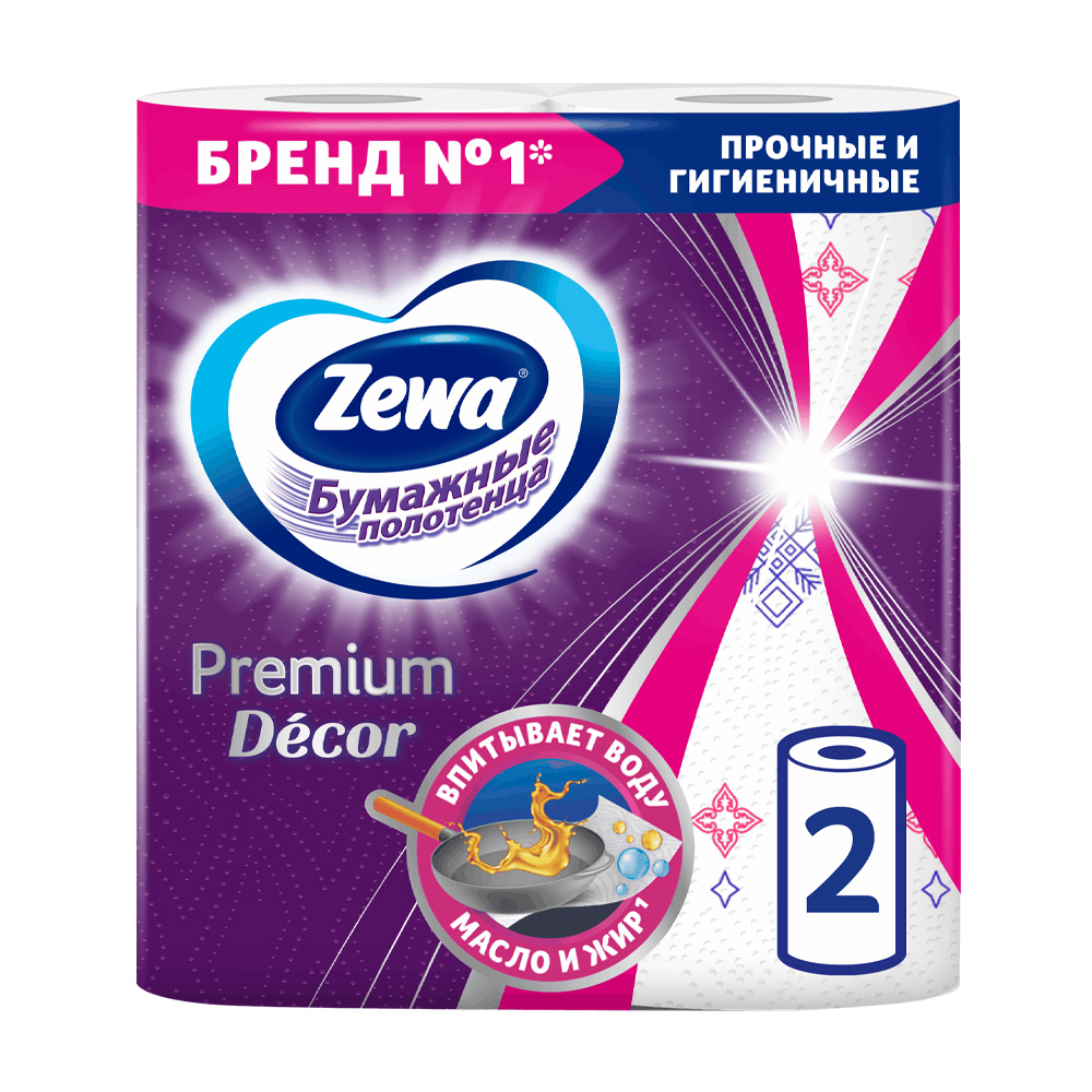 Изображение товара Zewa Premium Decor Бумажные полотенца, 2 рулона — чистота и стиль