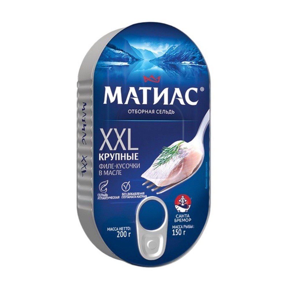 Изображение товара Сельдь Филе-Кусочки Матиас Отборная XXL 200г