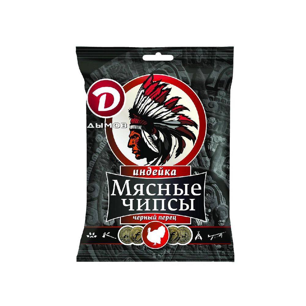 Изображение товара Чипсы Дымов Мясные Сыровяленые с Индейкой Черный Перец 25г