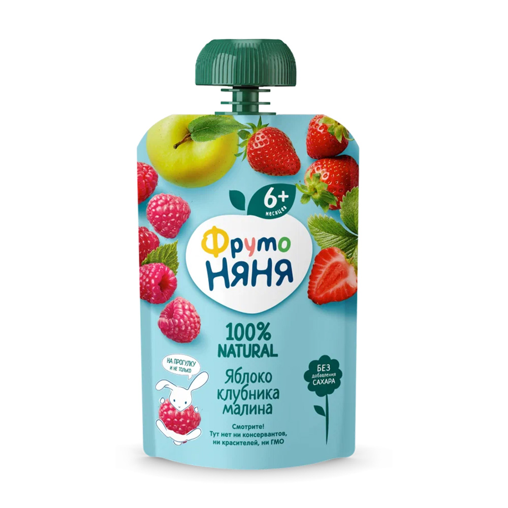 Купить десерт фрутоняня яблоко клубника малина 90г дой-пак с доставкой ...