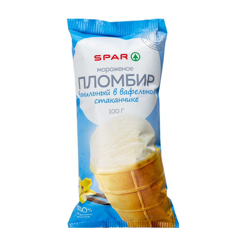 Купить мороженое пломбир spar в вафельном стаканчике 15% 100г с доставкой  на дом в магазине SPAR