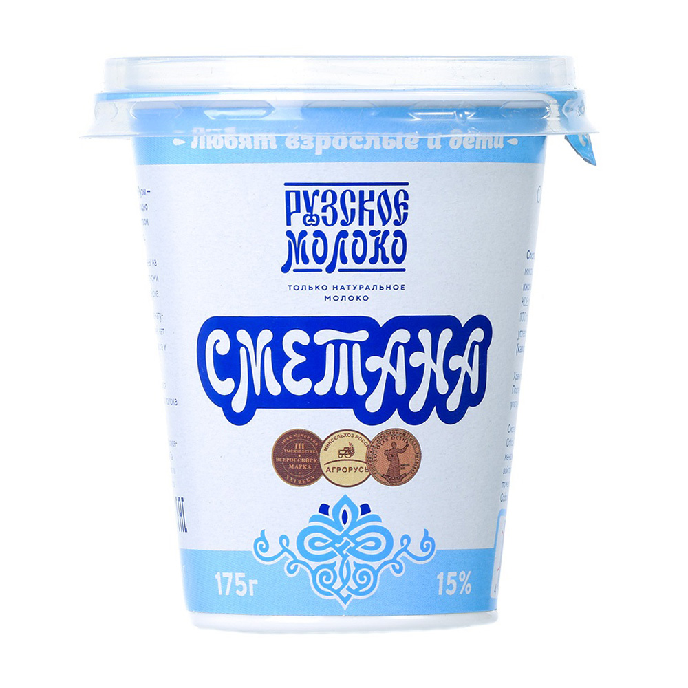 Изображение товара Сметана Рузское Молоко 15% 175г