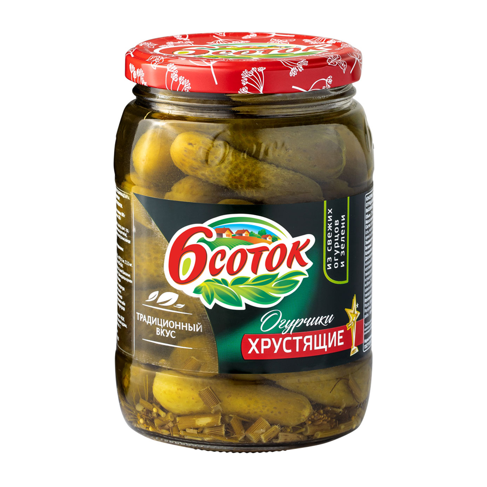 Изображение товара Огурчики 6 Соток Хрустящие 680г