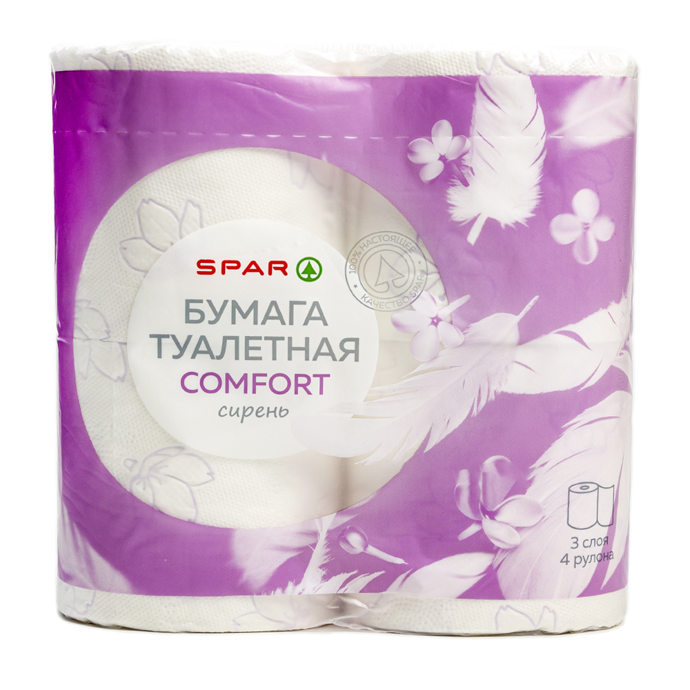 Купить туалетная бумага spar сирень 3 слоя 4шт с доставкой на дом в  магазине SPAR