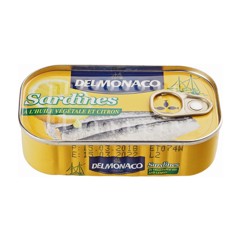Купить сардины в растительном масле с лимоном delmonaco 125г с ...