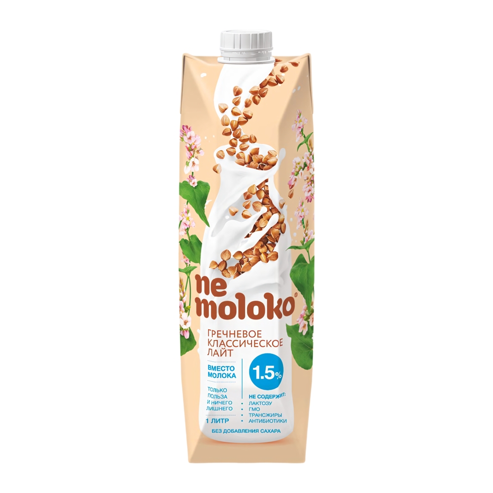 Изображение товара Напиток Гречневый Nemoloko Классический Лайт 1,5% 1л