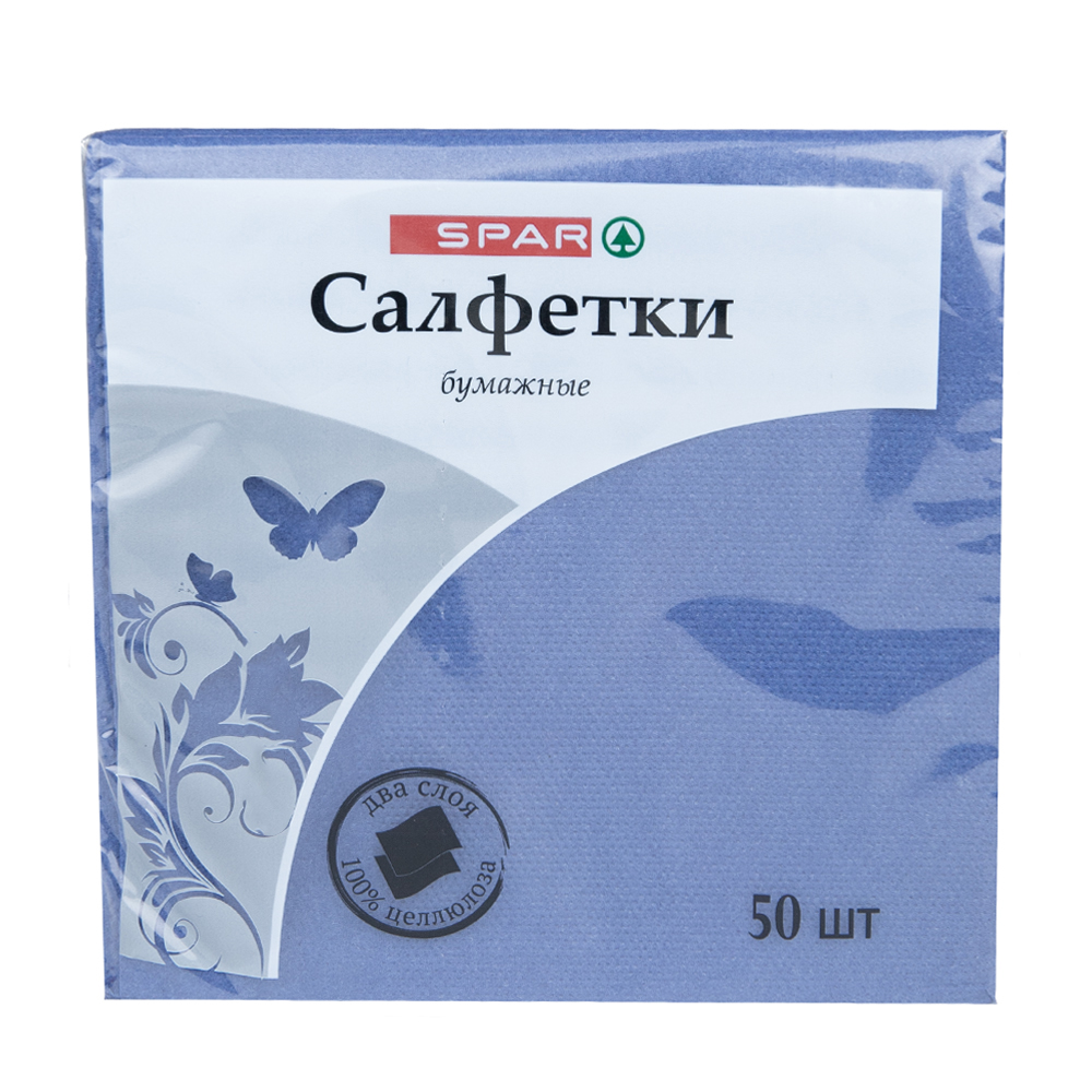 Изображение товара Салфетки Бумажные SPAR 24х24 2 Слоя 50 Листов