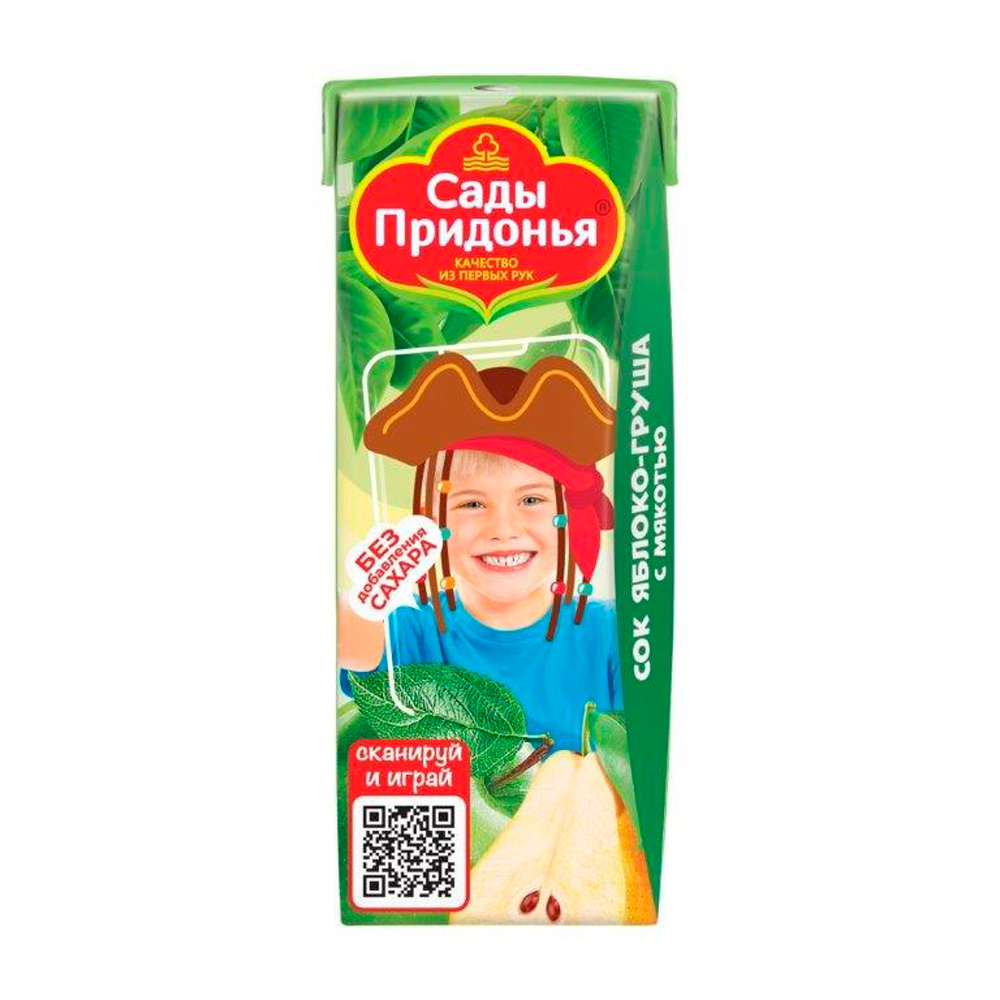 Купить сок сады придонья яблоко груша с мякотью 200мл с доставкой на ...