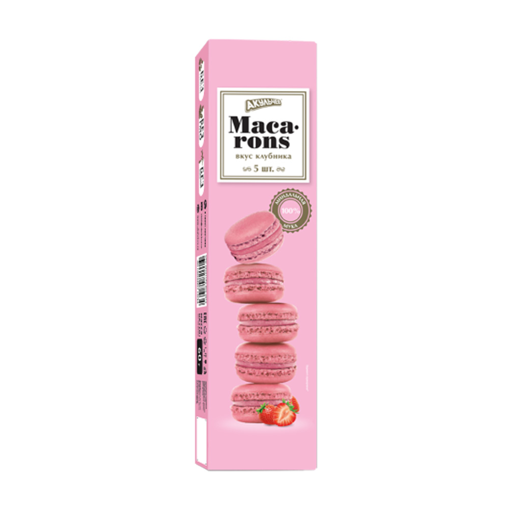 Изображение товара Пирожное Акульчев Macarons со Вкусом Клубники 60г