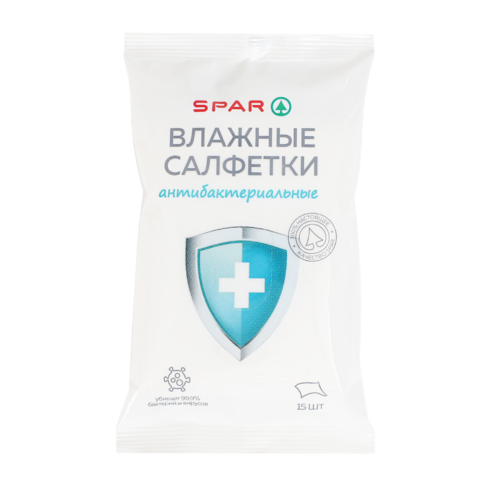 Изображение товара Влажные Салфетки SPAR Антибактериальные 15шт