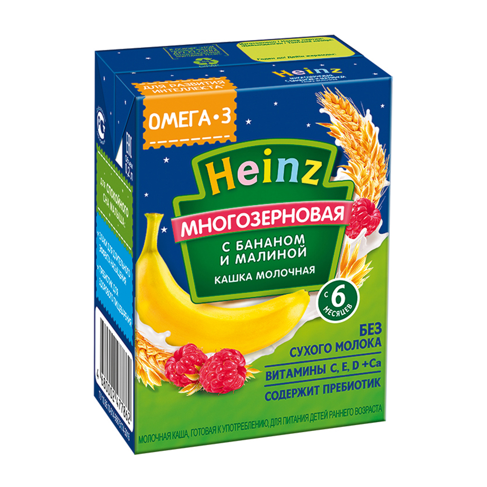 Купить каша heinz многозерновая жидкая банан-малина 200мл с доставкой ...