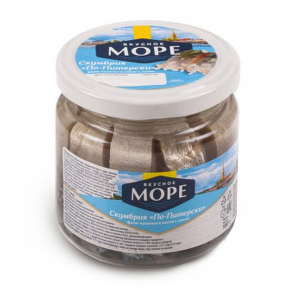 Изображение товара Скумбрия Вкусное Море По-питерски с Луком в Масле 180г ст/б