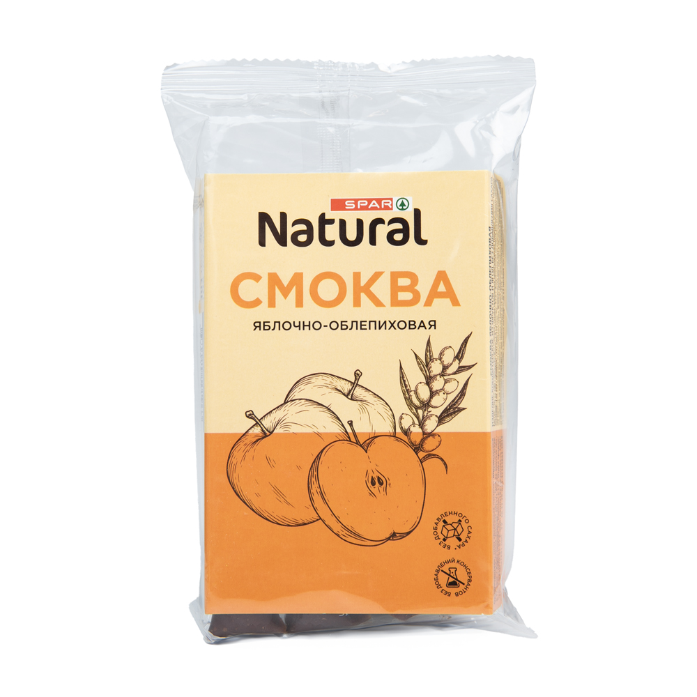 Изображение товара Смоква SPAR NATURAL Яблочно Облепиховая без Сахара 50г
