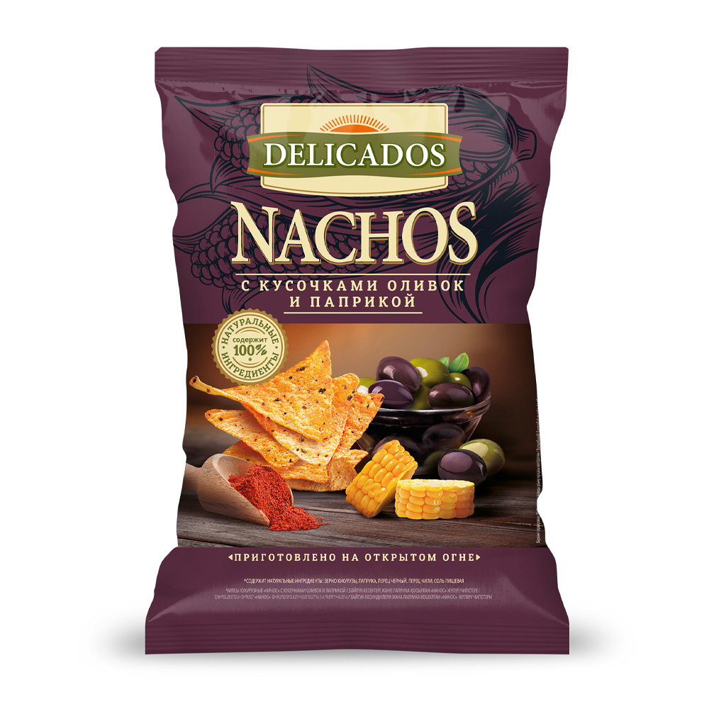 Изображение товара Чипсы Nachos Delicados Кукурузные Оливки и Паприка 150г