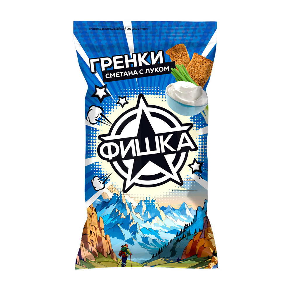 Изображение товара Гренки Фишка со Вкусом Альпийской Сметаны с Луком 120г