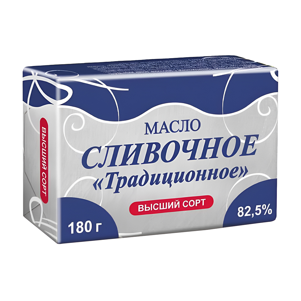 Купить масло традиционное сливочное высший сорт 82,5% 180г с доставкой ...