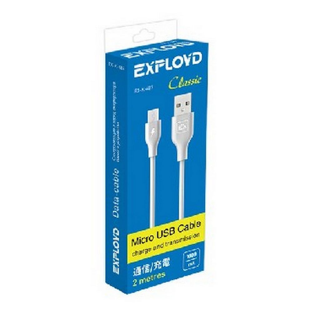 Купить кабель exployd micro usb белый 2м классик ex k 486/487 с доставкой  на дом в магазине SPAR