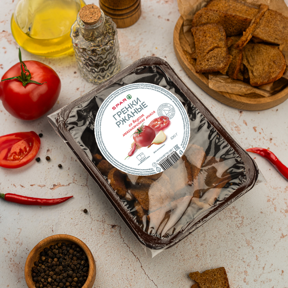 Изображение товара Гренки spar Ржаные мексиканский микс 100г