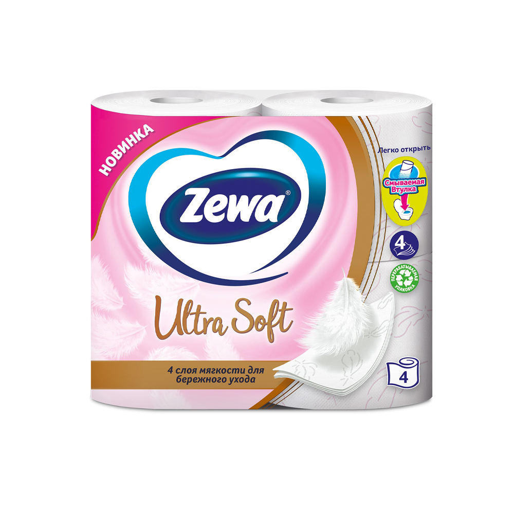 Купить туалетная бумага zewa ultra soft 4 слоя 4 рулона с доставкой на дом  в магазине SPAR