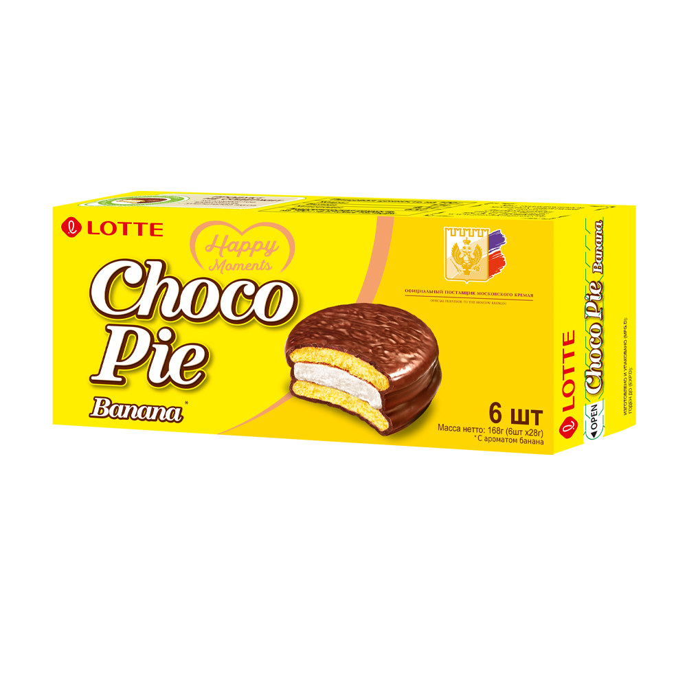Купить печенье lotte choco pie банан 168г с доставкой на дом в магазине ...