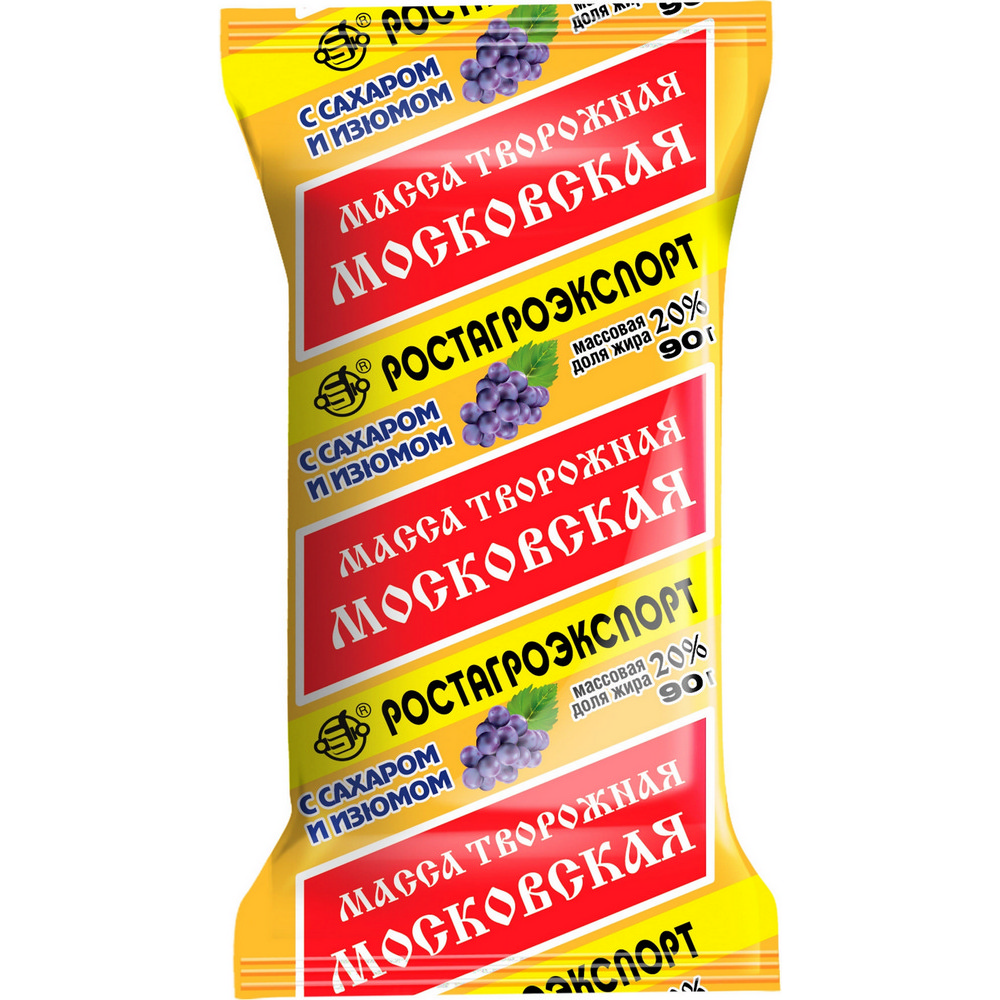 Изображение товара Творожная Масса Ростагроэкспорт с Сахаром и Изюмом 20% 90г