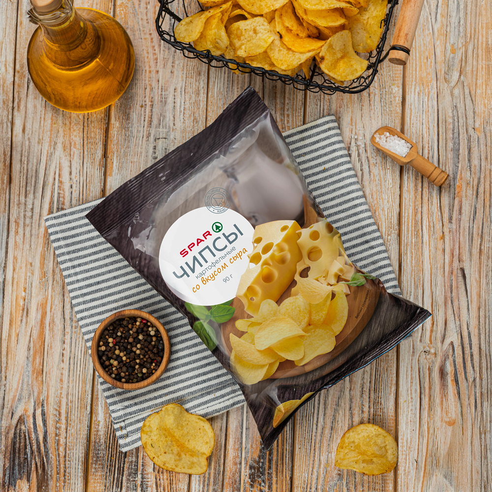 Изображение товара Чипсы Картофельные SPAR Сыр 90г