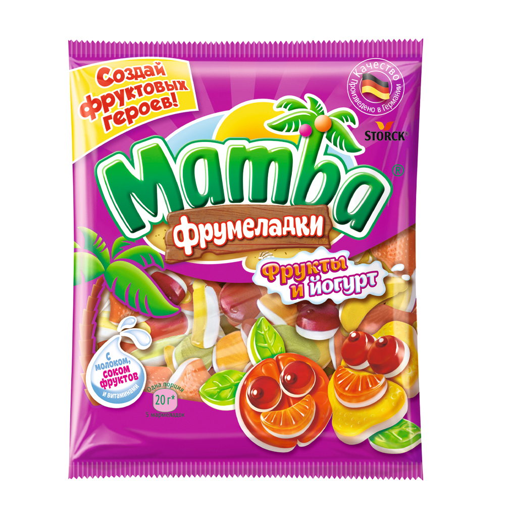 Изображение товара Конфеты Жевательные Mamba Фрукты и Йогурт 72г
