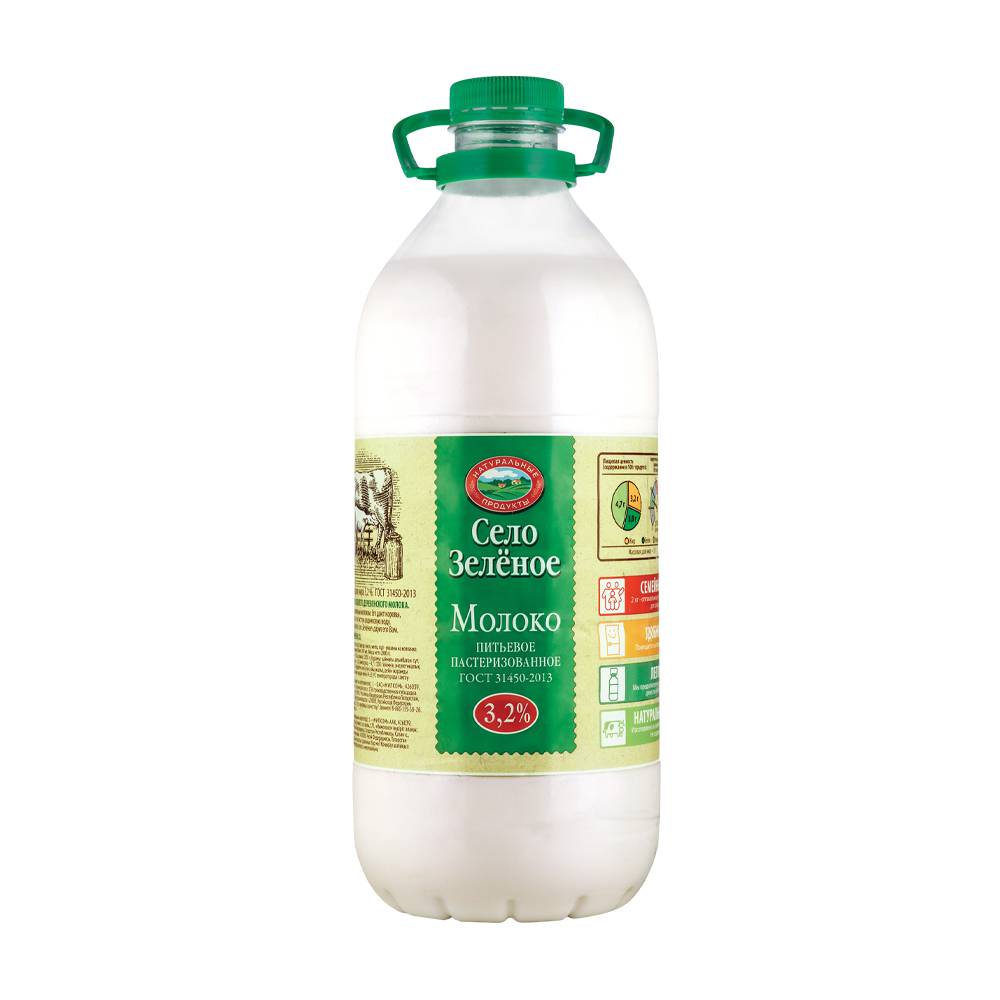 Изображение товара Молоко Село Зеленое 3,2% 1,947л