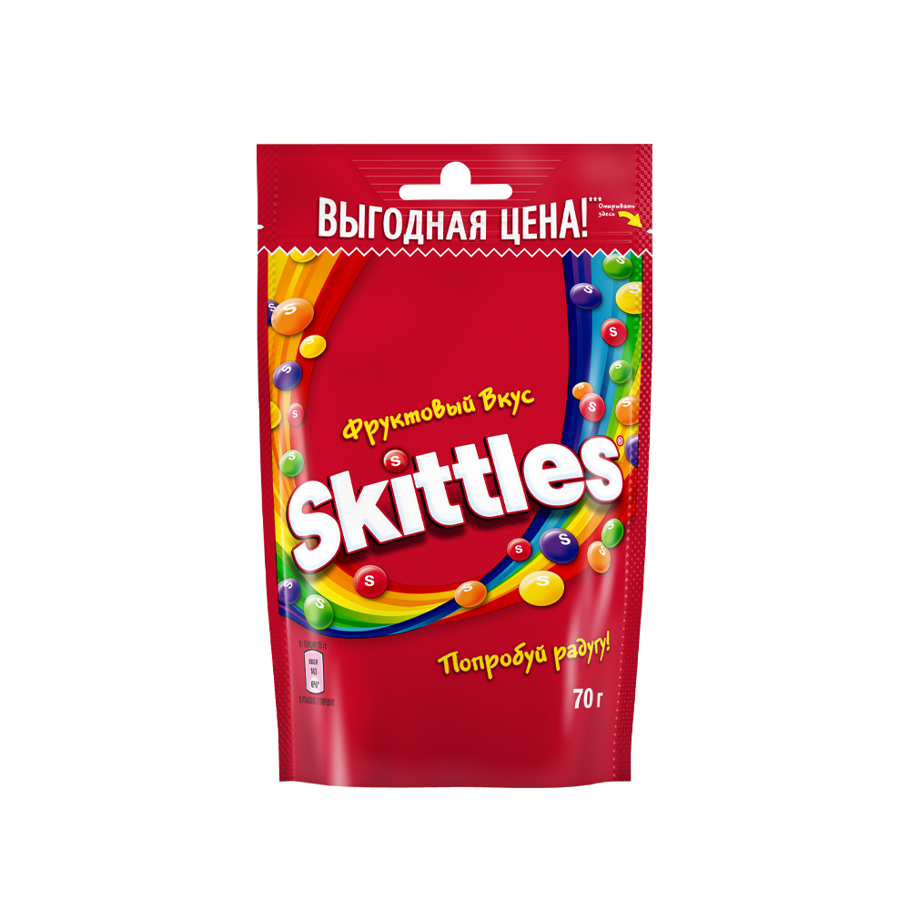 Купить конфеты жевательные Skittles фрукты 70г с доставкой на дом в магазине Spar