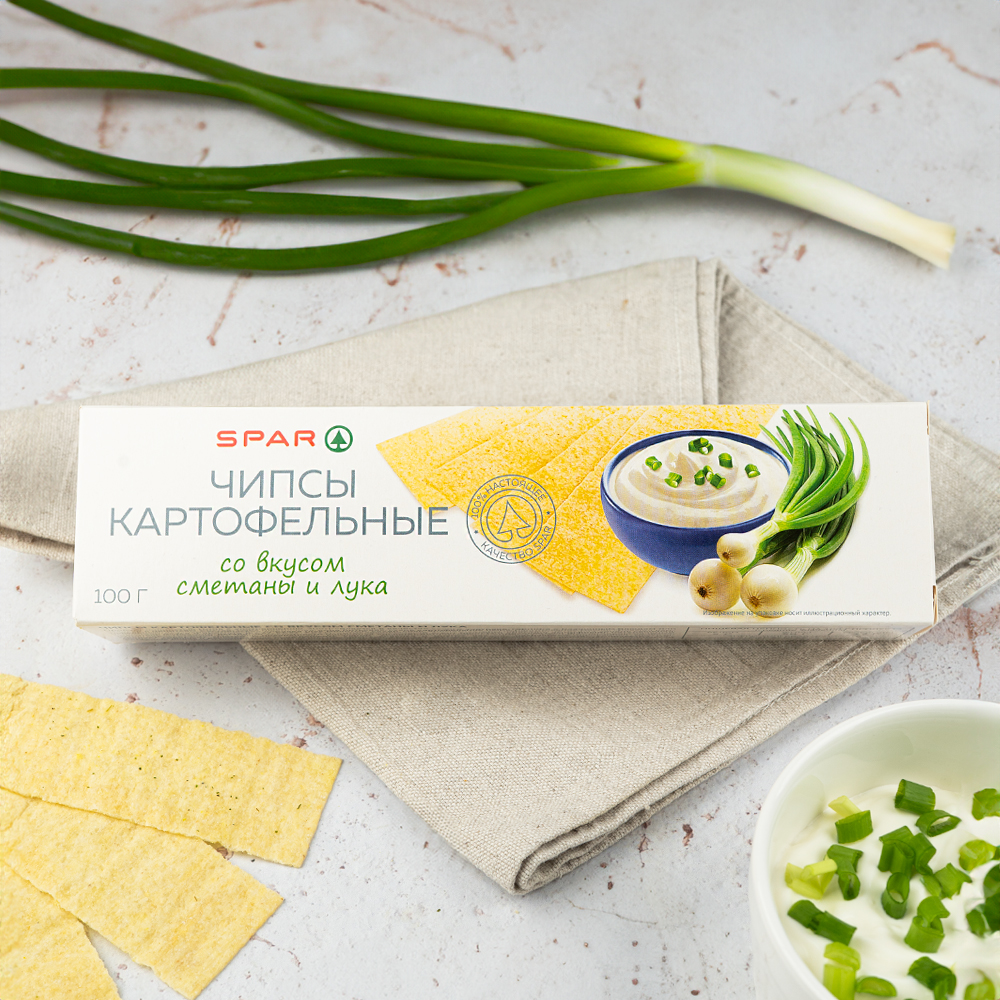 Изображение товара SPAR чипсы со вкусом сметаны и зелёного лука 100 г