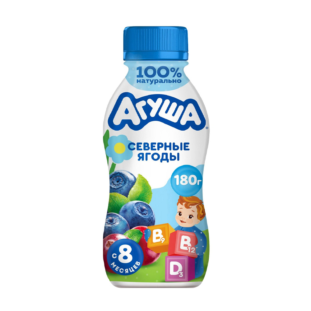 Купить йогурт питьевой агуша черника-брусника-клюква 2,7% 180г с ...