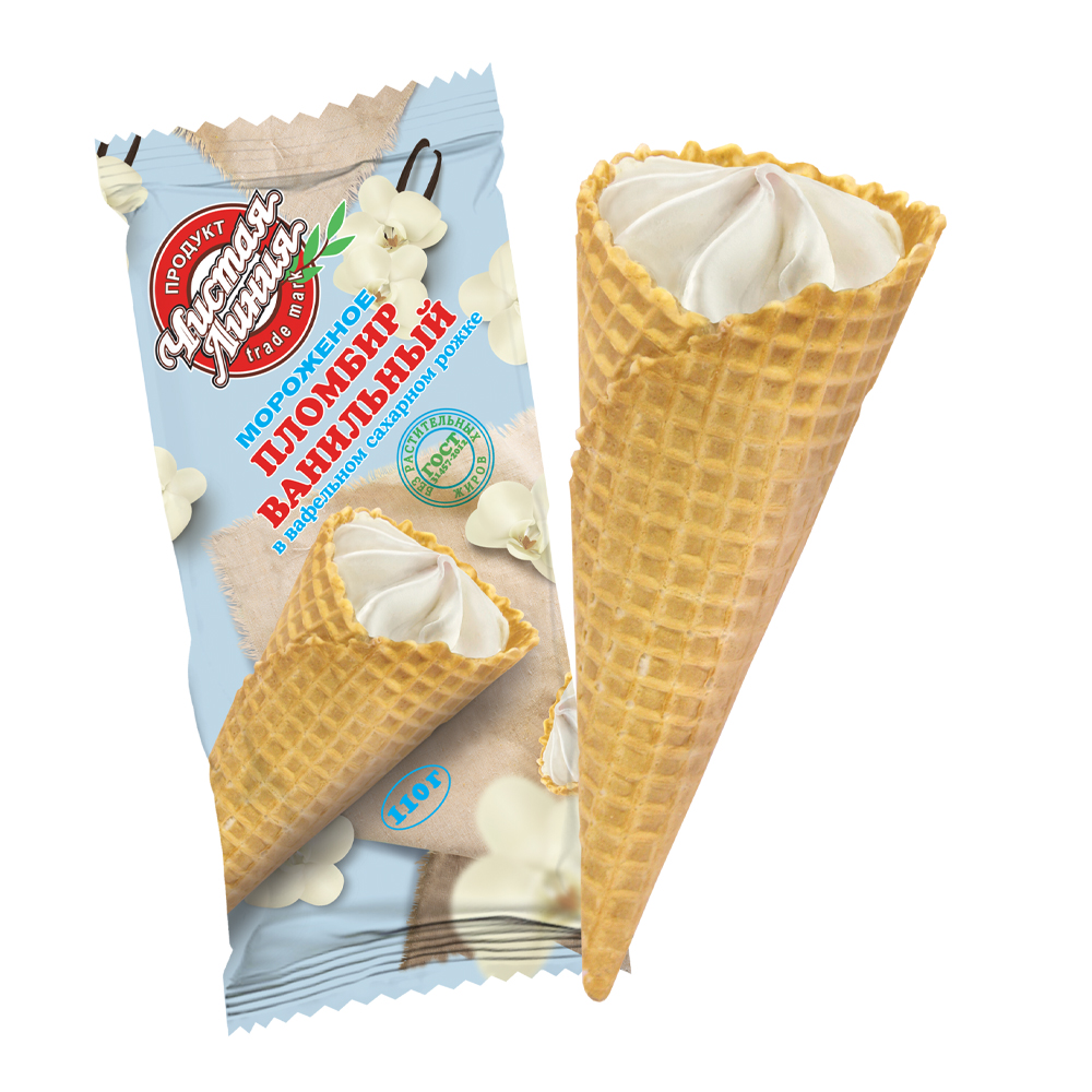 Изображение товара Мороженое Чистая Линия Пломбир Ванильный Рожок 110г