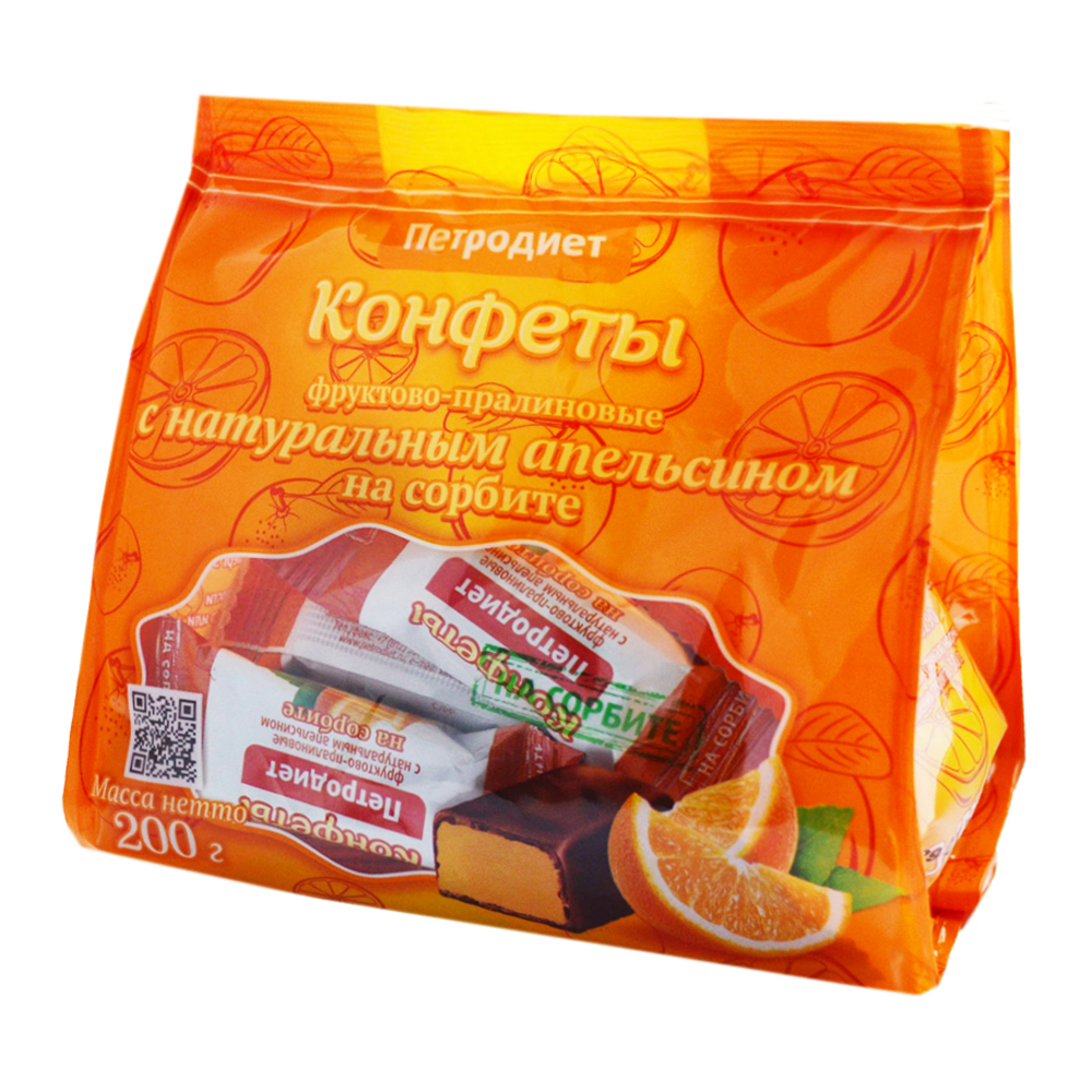 Купить конфеты петродиет пралиновые с апельсином на сорбите 200г с ...