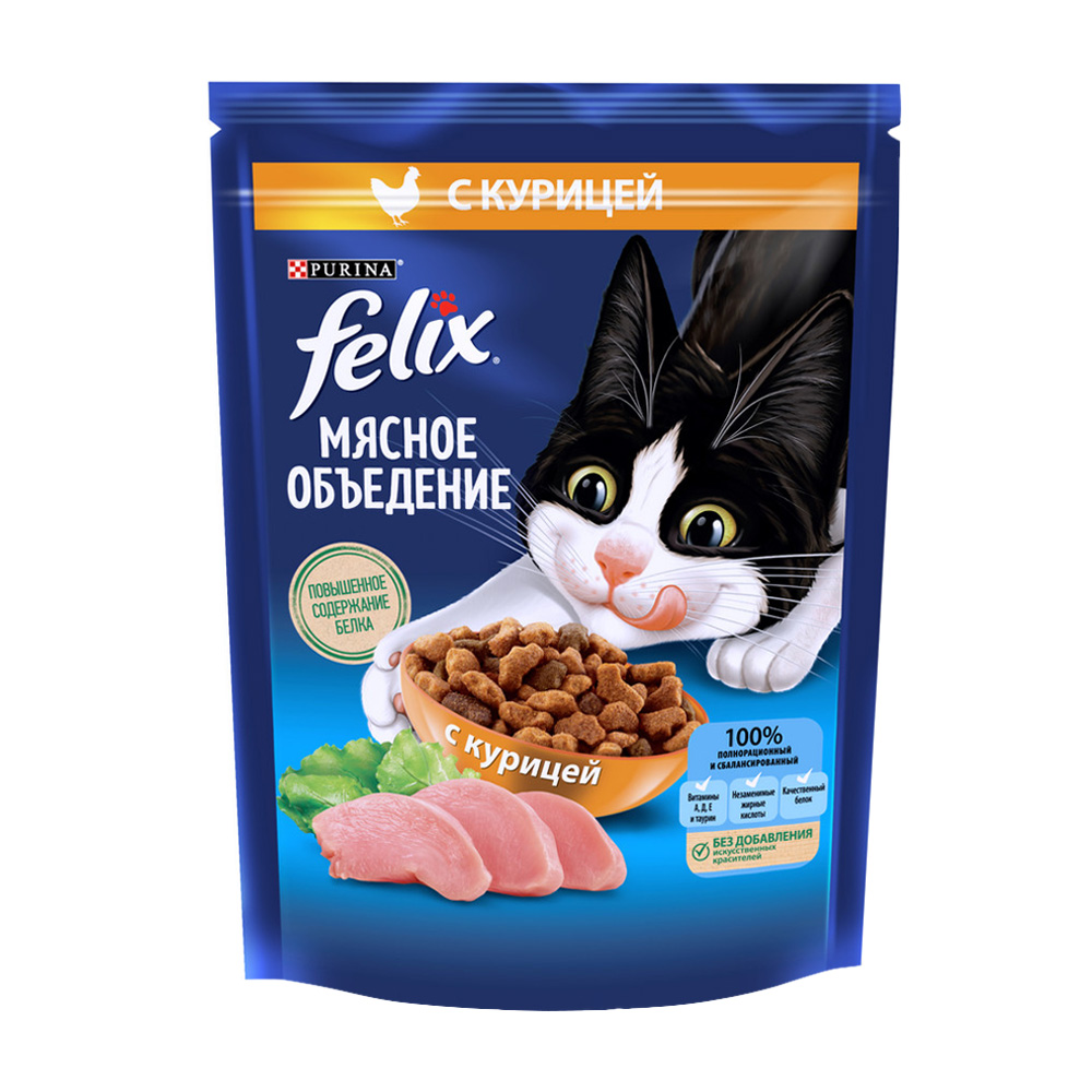 Изображение товара Корм Сухой для Кошек Felix Мясное Объедение Курица 200г