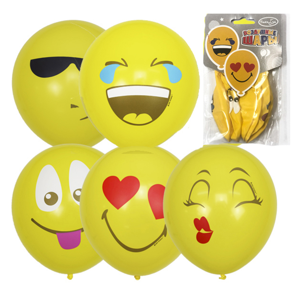 Изображение товара Смайл-шары 30 см, набор 5 шт, Патибум